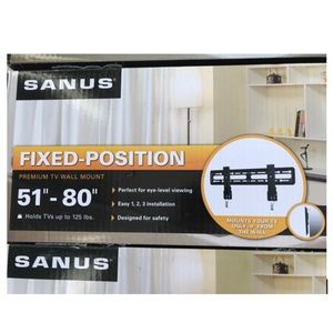 SANUS VLL5-B1 51" - 80" PREMIUM FIXED SLIM LINE TV WALL MOUNT UP TO 125 LBS NIB!